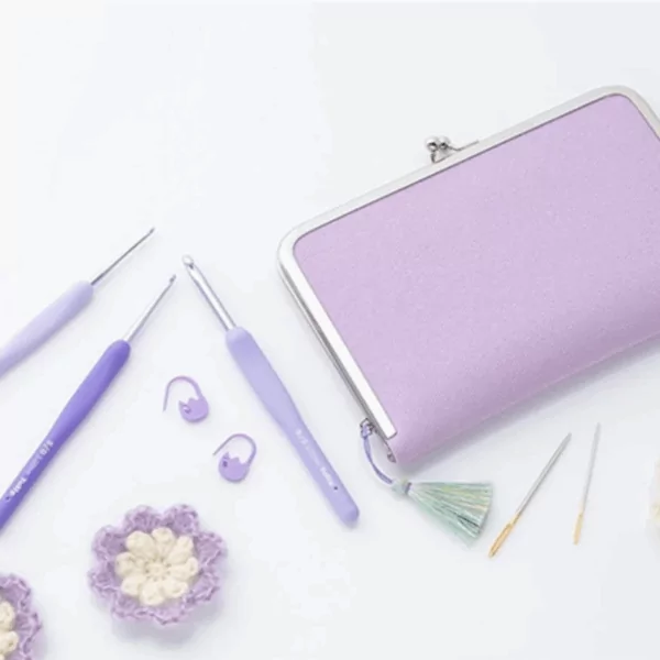 チューリップ ETIMO ムラサキ クロッシェセット - 簡単編み コールド